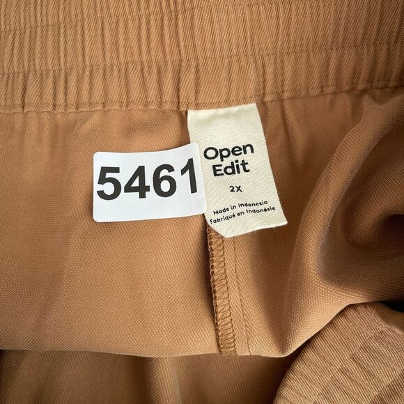 Open Edit Hi-Waisted Tan Drawstring Shorts Plus Size Elastic Waistband Womens 2X - Picture 6 of 12